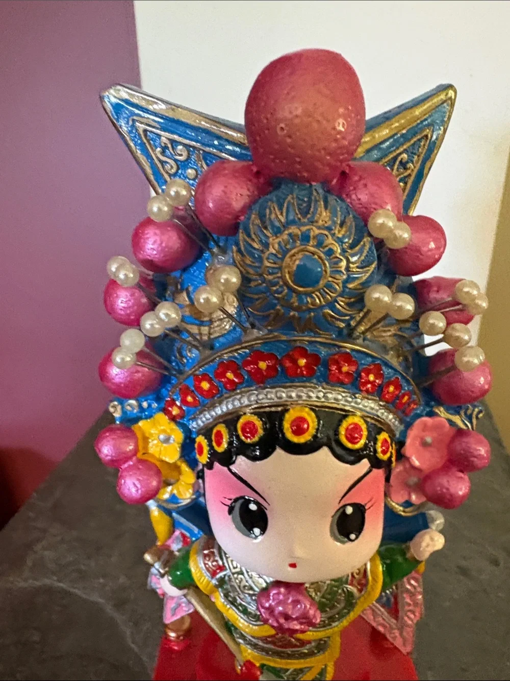 Pink & Blue Opera Doll Figurine - Decorative Home Accent